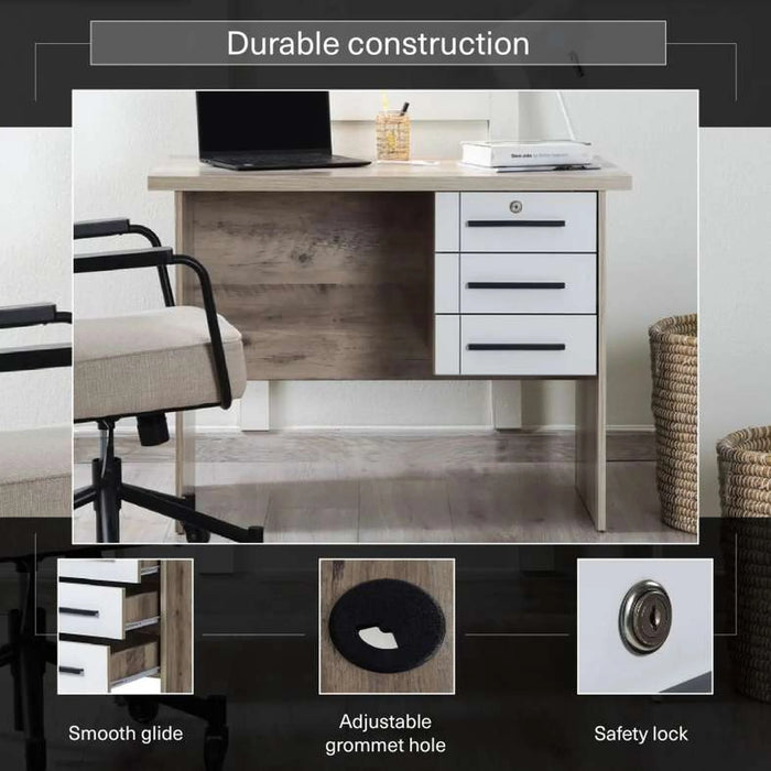 Omaha Office Desk - White Natural
