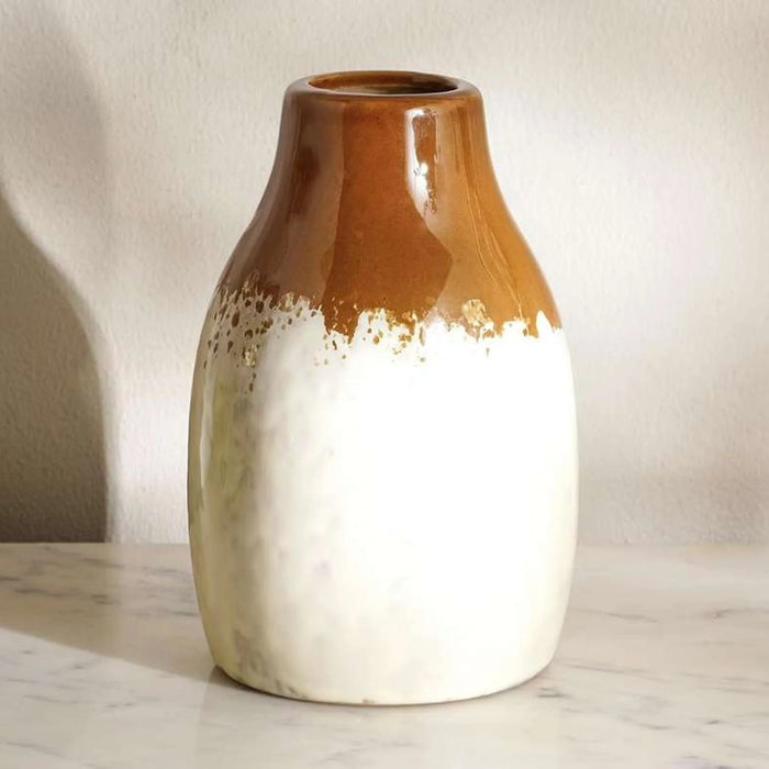 Ombre Ceramic Two Tone Vase 10.7X10.7X16.5Cm - Brown