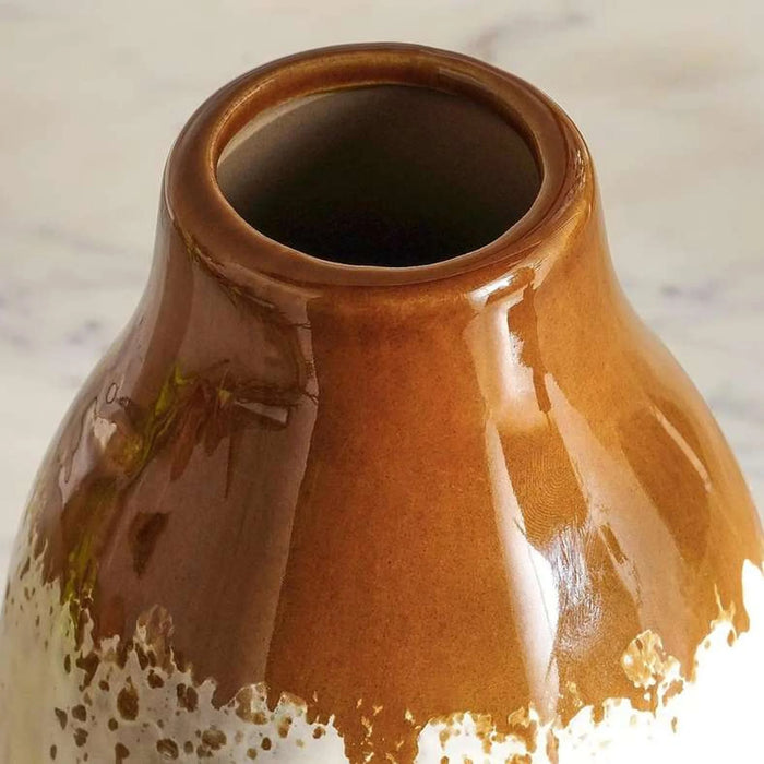 Ombre Ceramic Two Tone Vase 10.7X10.7X16.5Cm - Brown