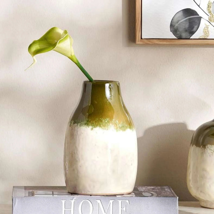 Ombre Ceramic Two Tone Vase 10.7X10.7X16.5Cm - Green