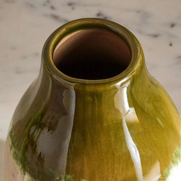 Ombre Ceramic Two Tone Vase 10.7X10.7X16.5Cm - Green
