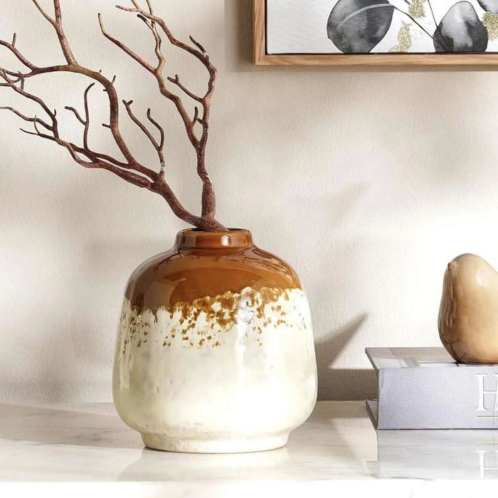 Ombre Ceramic Two Tone Vase 13.5X13.5X15.5Cm - Brown