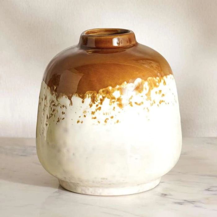Ombre Ceramic Two Tone Vase 13.5X13.5X15.5Cm - Brown