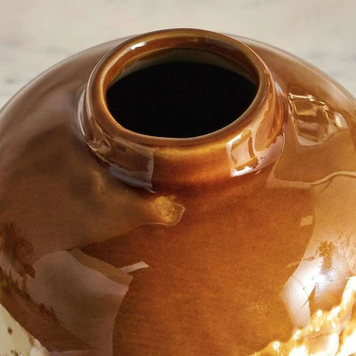 Ombre Ceramic Two Tone Vase 13.5X13.5X15.5Cm - Brown