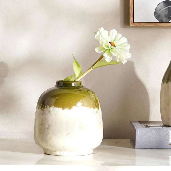 Ombre Ceramic Two Tone Vase 13.5X13.5X15.5Cm - Green