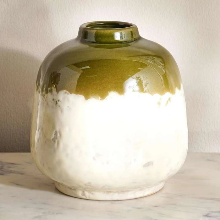 Ombre Ceramic Two Tone Vase 13.5X13.5X15.5Cm - Green