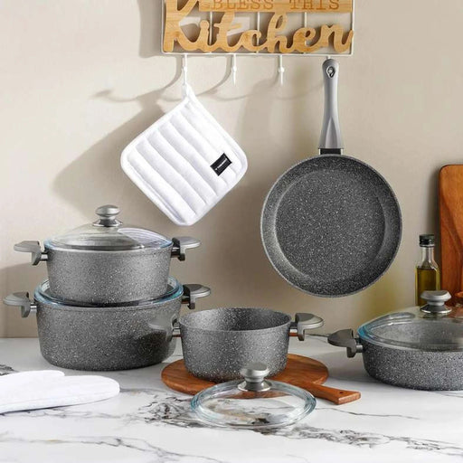 Oms 9-Piece Cookware Set - Grey Pan Home