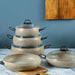 Oms 9Pcs Granitec Cookware Set Beige Pan Home