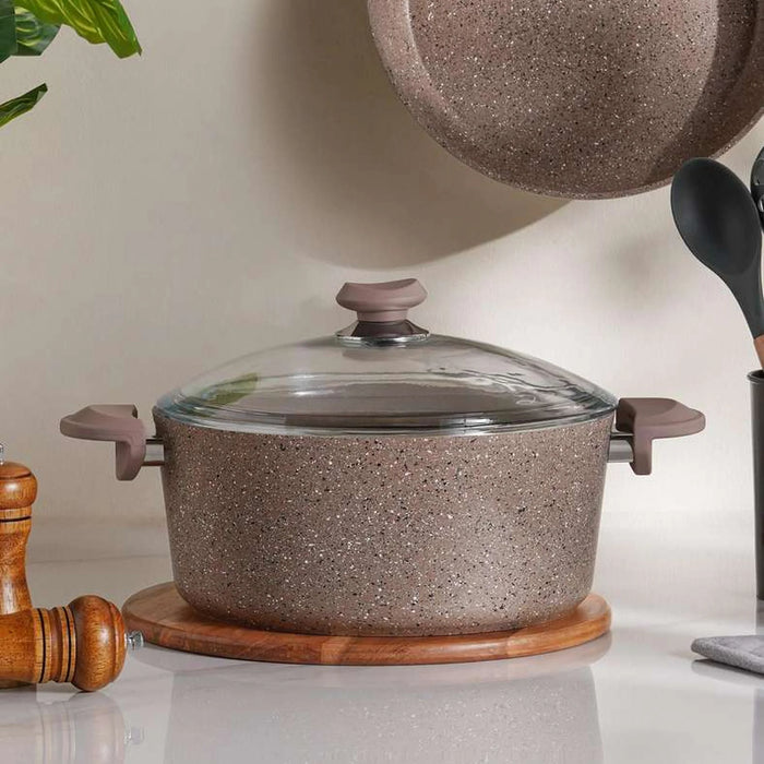 Oms Cooking Pot With Lid Dia24Cm -Brown