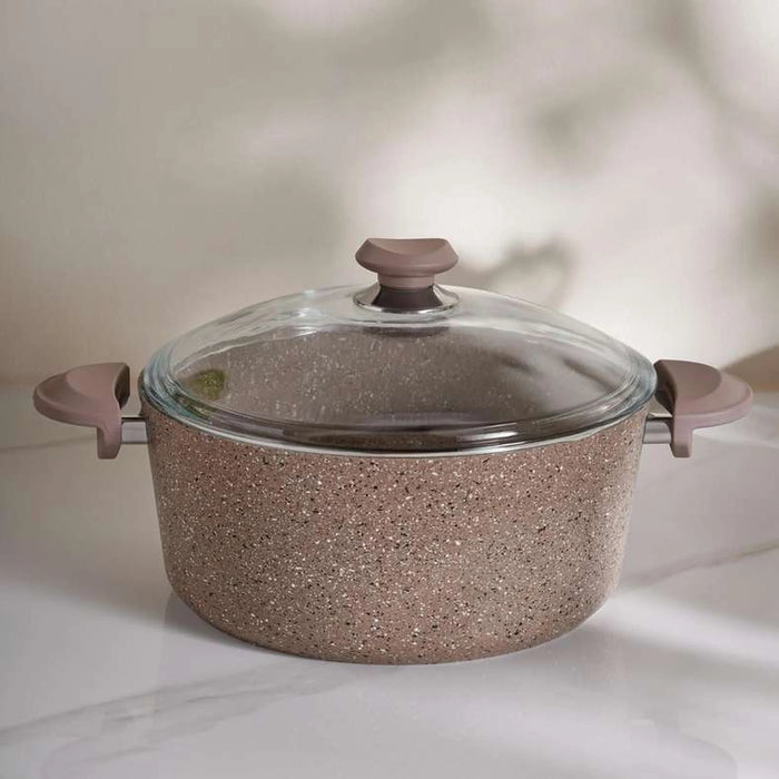 Oms Cooking Pot With Lid Dia24Cm -Brown
