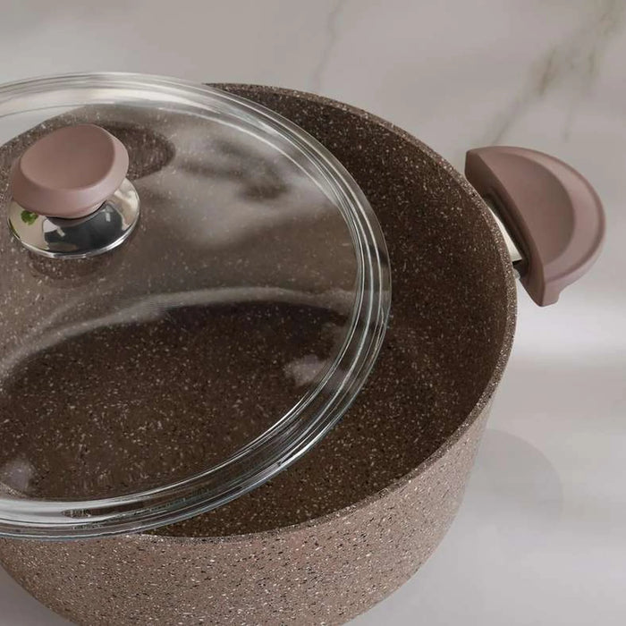 Oms Cooking Pot With Lid Dia28Cm -Brown
