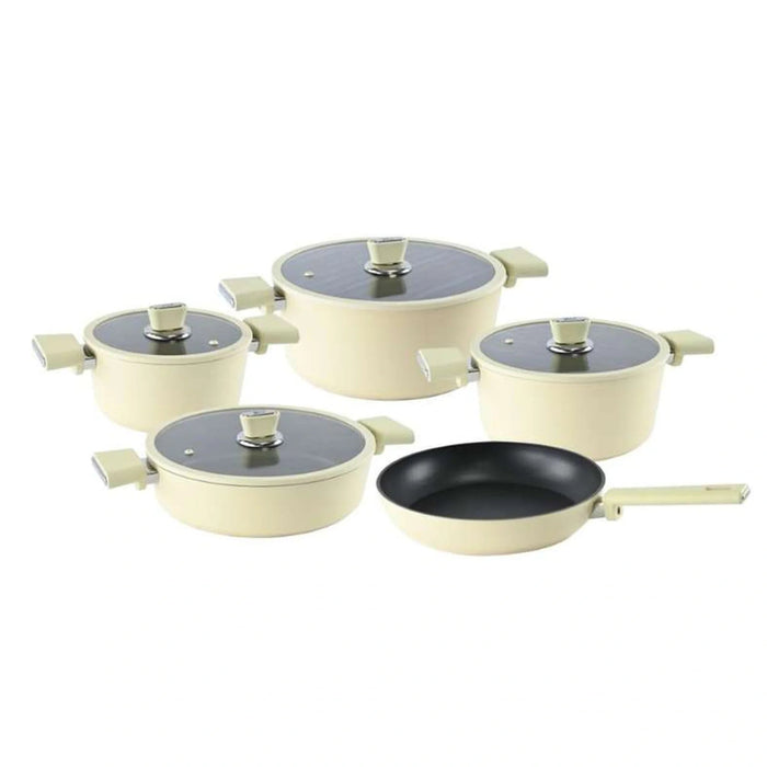 Oms Oyester 9-Piece Cookware Set - Beige Pan Home