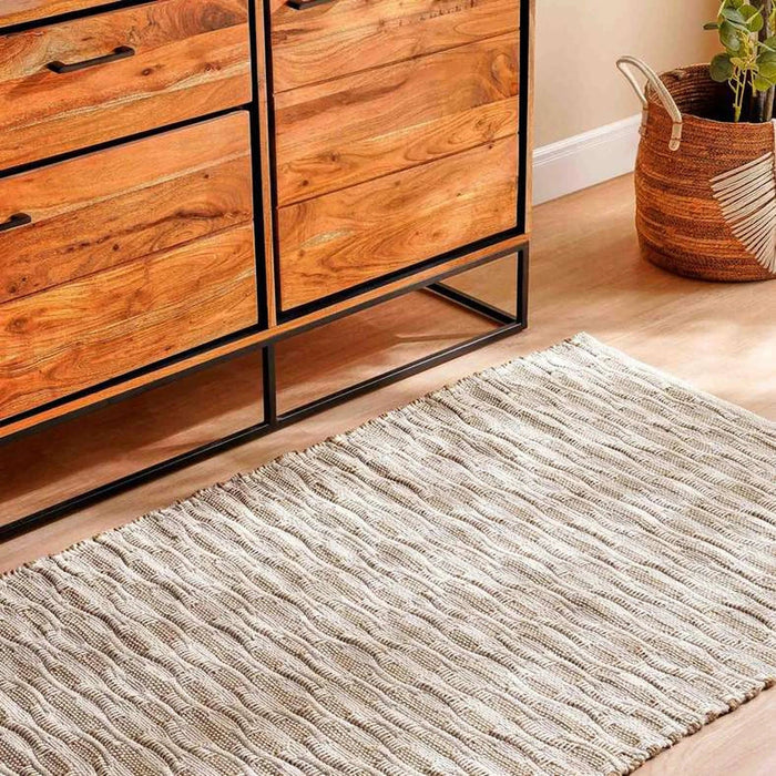 Ontario Hand Woven Jute With Cotton Dhurrie 90X150Cm - Beige Pan Home