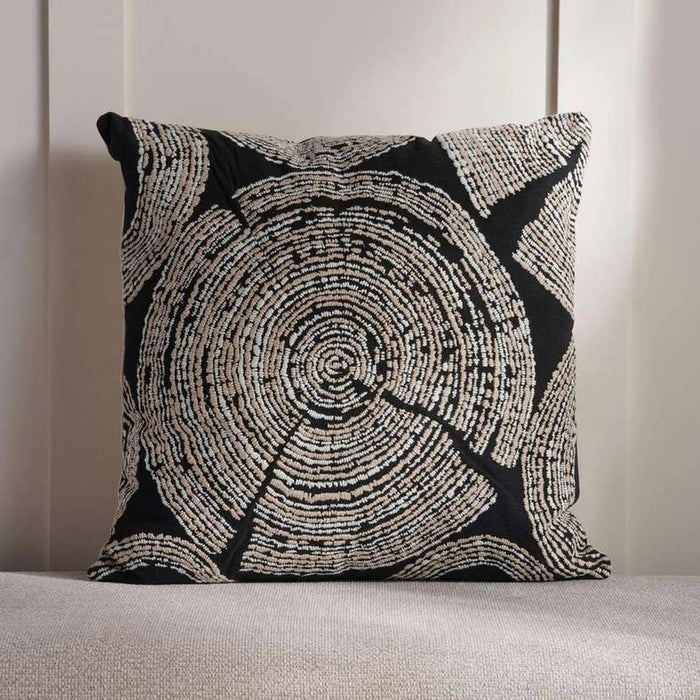Ontario Pith Emroidered Down Alternarive Filled Cushion 50X50 Cm - Black Pan Home