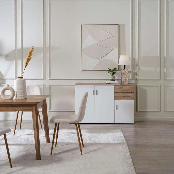 Oojas Sideboard With 2 Door 4 Drawer Veneer - White Natural