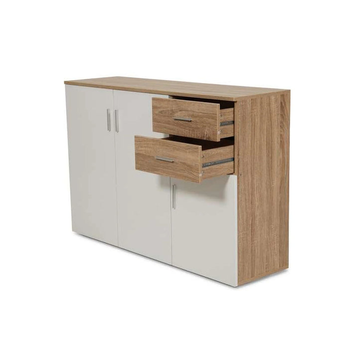 Oojas Sideboard With 2 Door 4 Drawer Veneer - White Natural