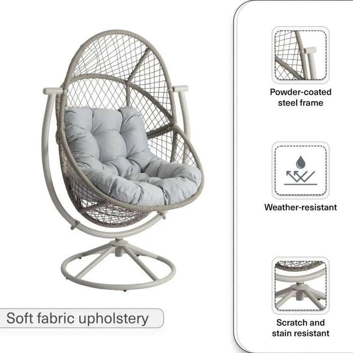 Oram Outdoor Swivel Chair-Light Grey Pan Home