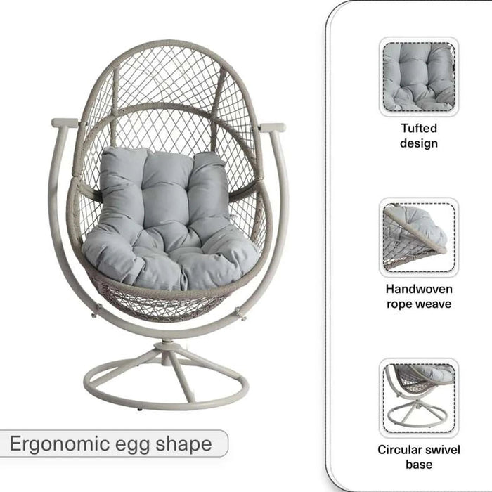 Oram Outdoor Swivel Chair-Light Grey Pan Home
