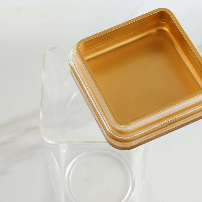 Orchid Acrylic Square Canister 1.2L -Clear & Gold Pan Home