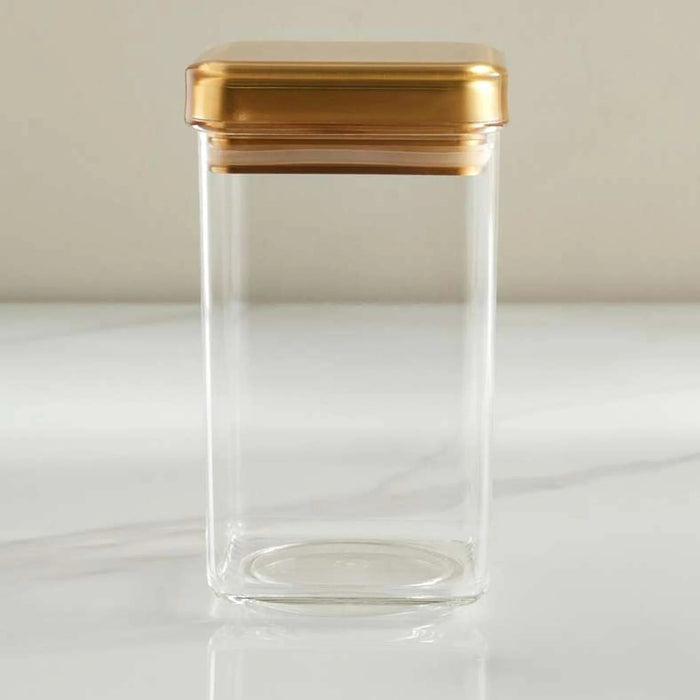 Orchid Acrylic Square Canister 1.2L -Clear & Gold Pan Home