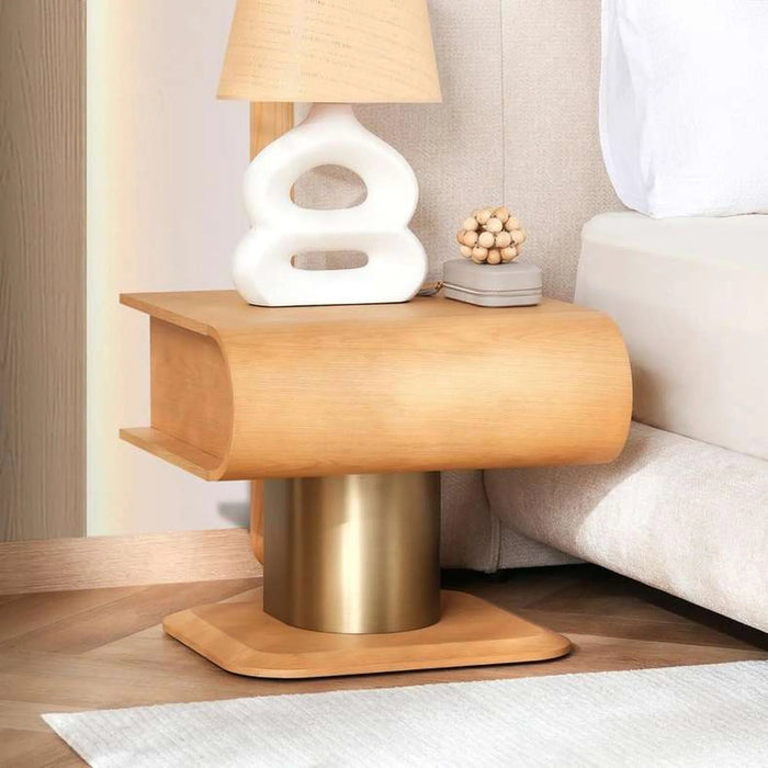 Ordos Nightstand With Drawer - Natural Pan Home