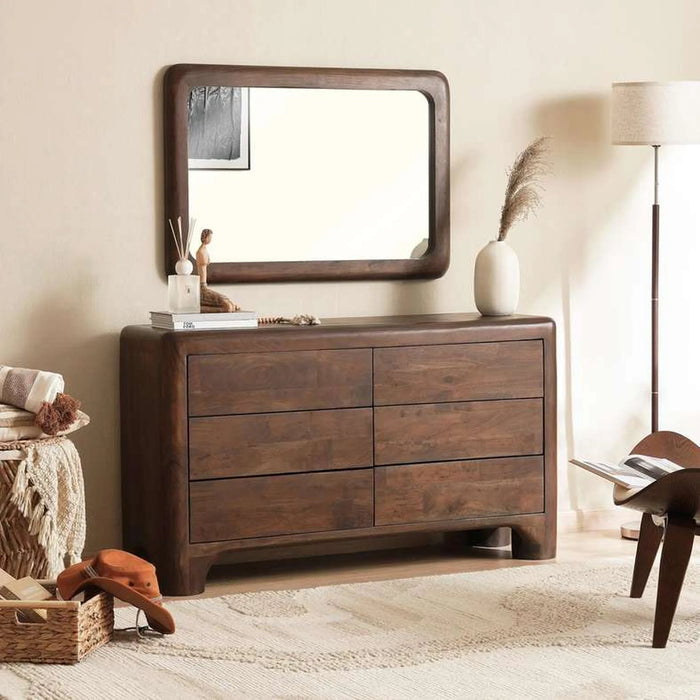Oregon Dresser With 6 Drawers And Mirror Wood