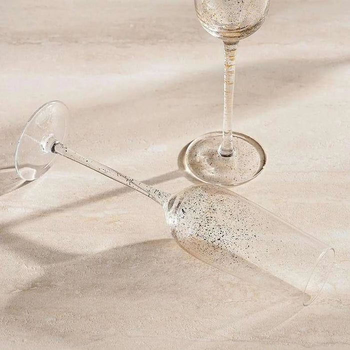 Oriana Gold Speckled 4-Piece Flute Glass Set 250Ml -Clear & Gold