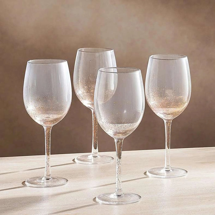 Oriana Gold Speckled 4-Piece Stemware Glass Set 430Ml -Clear & Gold
