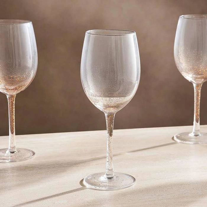 Oriana Gold Speckled 4-Piece Stemware Glass Set 430Ml -Clear & Gold