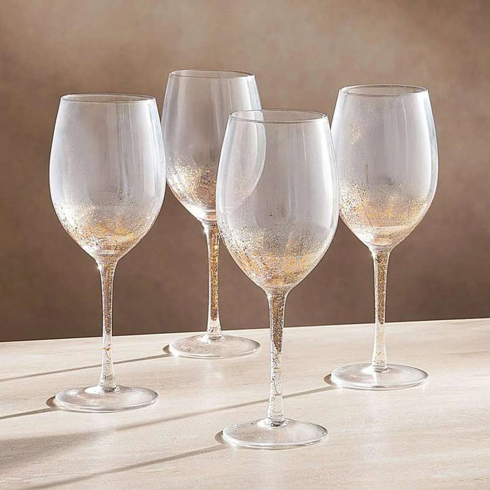 Oriana Gold Speckled 4-Piece Stemware Glass Set 520Ml -Clear & Gold