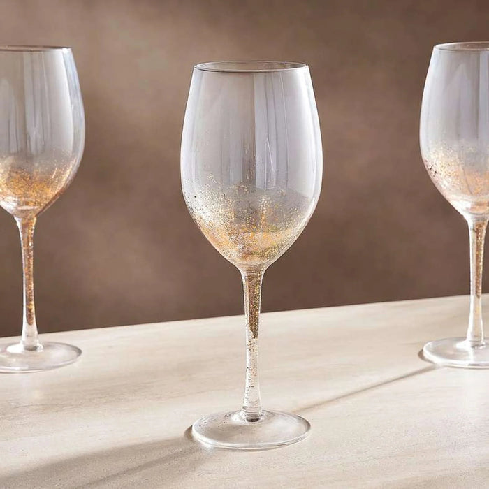 Oriana Gold Speckled 4-Piece Stemware Glass Set 520Ml -Clear & Gold
