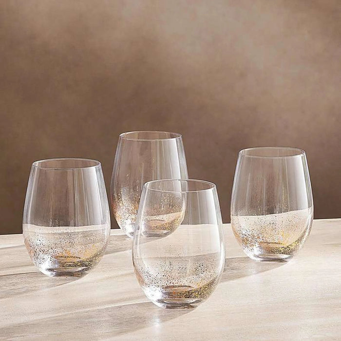 Oriana Gold Speckled 4-Piece Tumbler Glass Set 520Ml -Clear & Gold