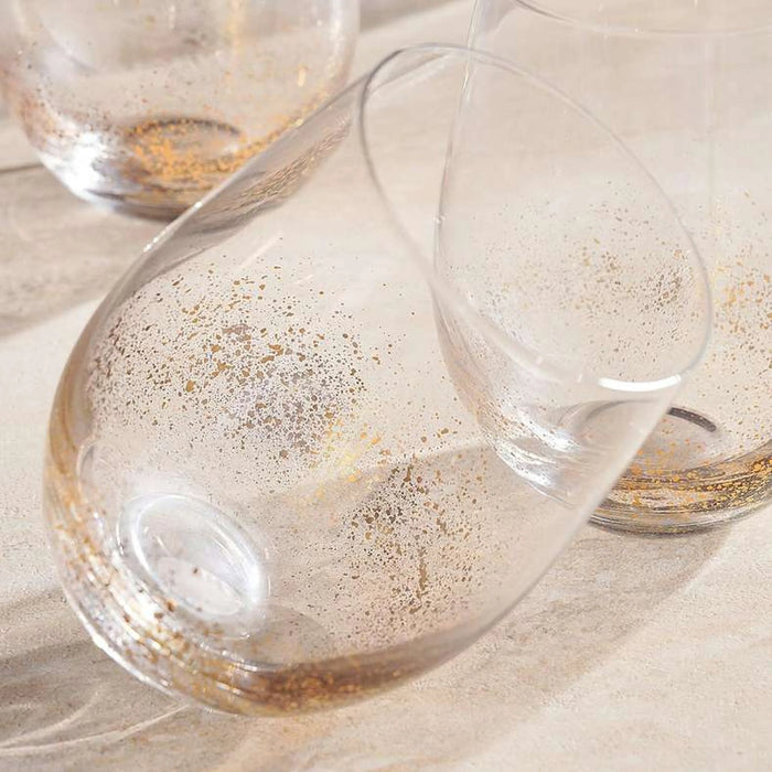 Oriana Gold Speckled 4-Piece Tumbler Glass Set 520Ml -Clear & Gold