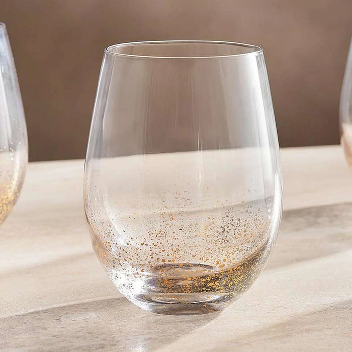 Oriana Gold Speckled 4-Piece Tumbler Glass Set 520Ml -Clear & Gold