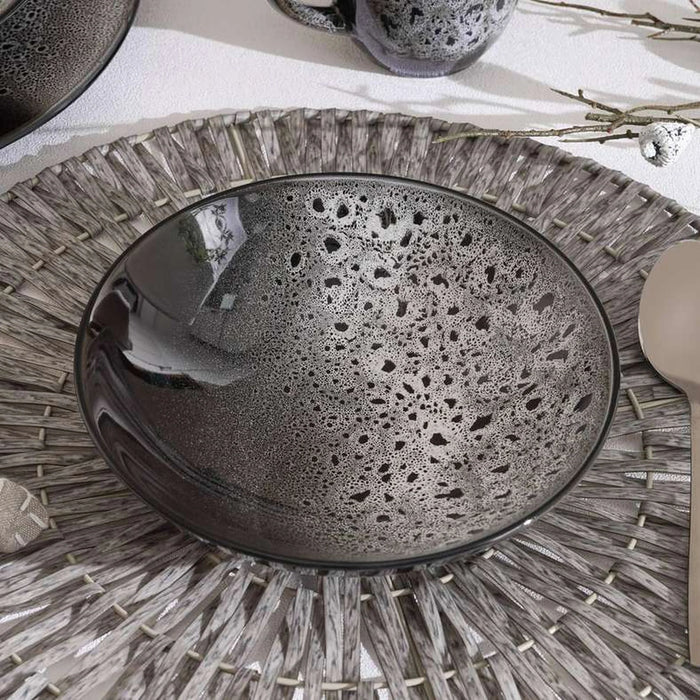 Orion Reactive Glaze Stoneware Salad Bowl Dia19Cm -Black