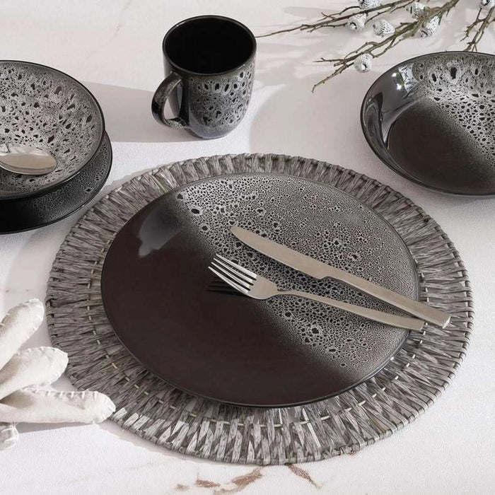 Orion Reactive Glaze Stoneware Soup Plate Dia20Cm -Black