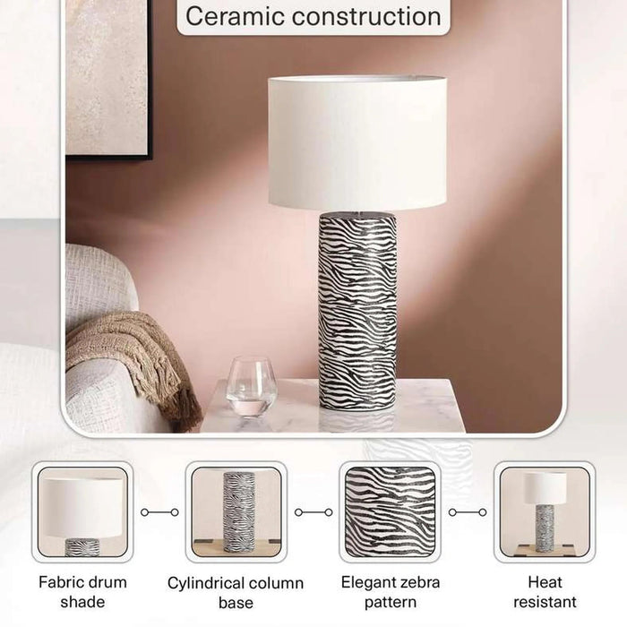 Orlean E27 Ceramic Table Lamp 36X63Cm - White/Black Pan Home