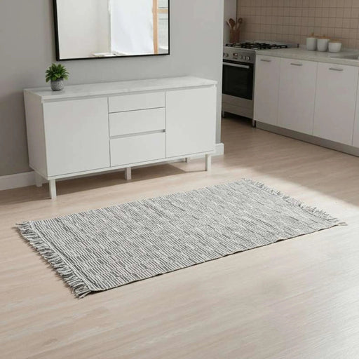 Orlean Handwoven Wool & Cotton Blend Dhurrie 90X150Cm - Grey Pan Home