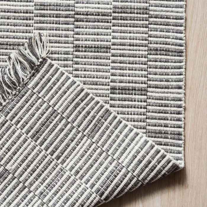 Orlean Handwoven Wool & Cotton Blend Dhurrie 90X150Cm - Grey Pan Home