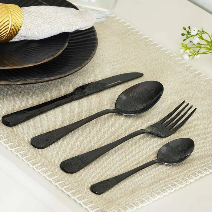 Ornate 16-Piece Cutlery Set -Black Pan Home