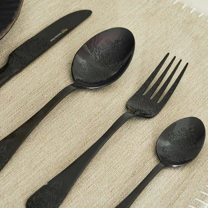 Ornate 16-Piece Cutlery Set -Black Pan Home