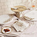 Ornate Marble Serving Tray With Metal Handle 48X28X6Cm- White Gold Pan Home