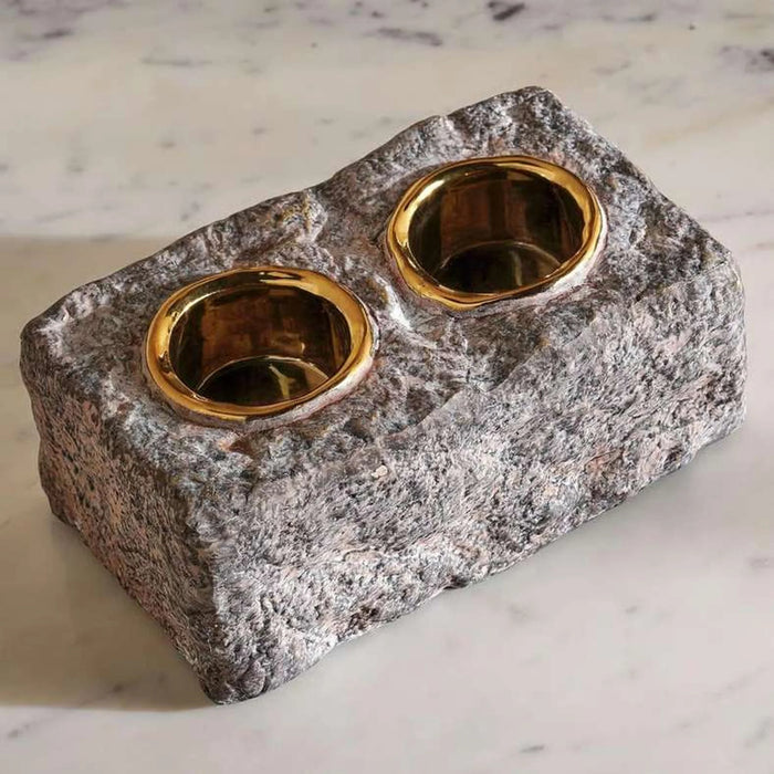 Oro Ceramic Candle Holder 16.5X10X6.5Cm - Brown