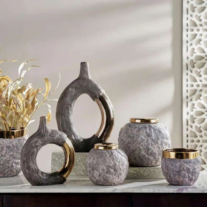 Oro Ceramic Planter 16.5X16.5X13.5Cm - Brown Pan Home