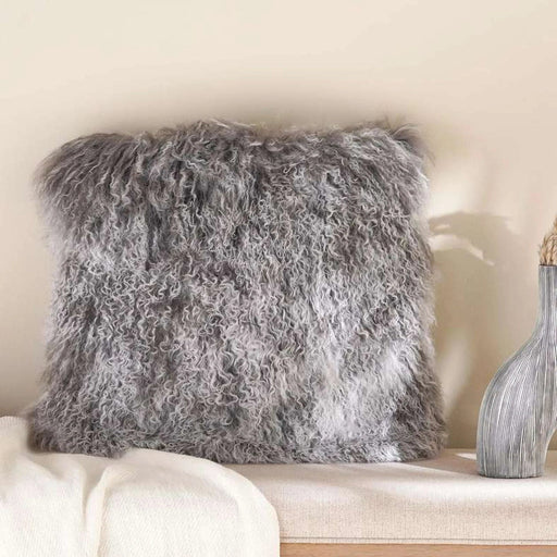 Orra Mongolian Fur Filled Cushion 45X45Cm - Grey Pan Home