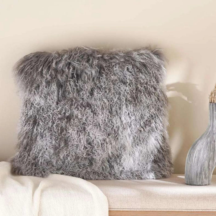 Orra Mongolian Fur Filled Cushion 45X45Cm - Grey Pan Home