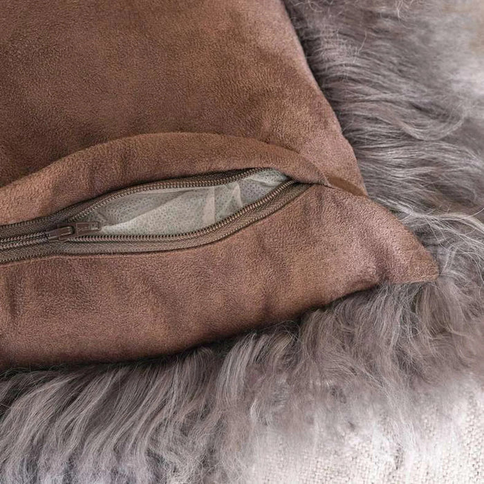 Orra Mongolian Fur Filled Cushion 45X45Cm - Grey Pan Home