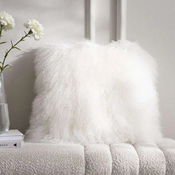 Orra Mongolian Fur Filled Cushion 45X45Cm - Ivory Pan Home