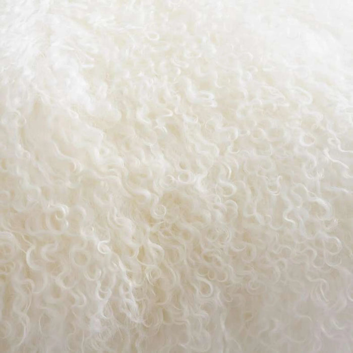 Orra Mongolian Fur Pouf 45X45X40Cm - Ivory
