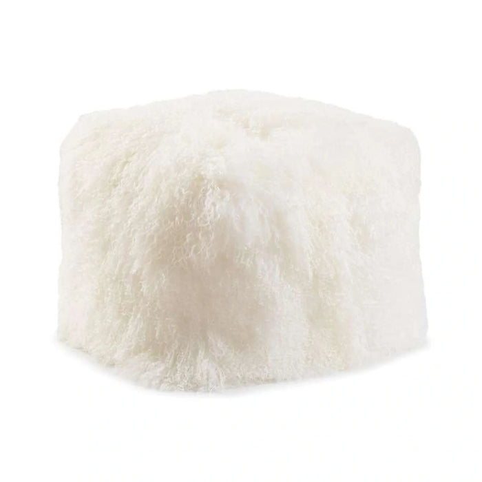 Orra Mongolian Fur Pouf 45X45X40Cm - Ivory